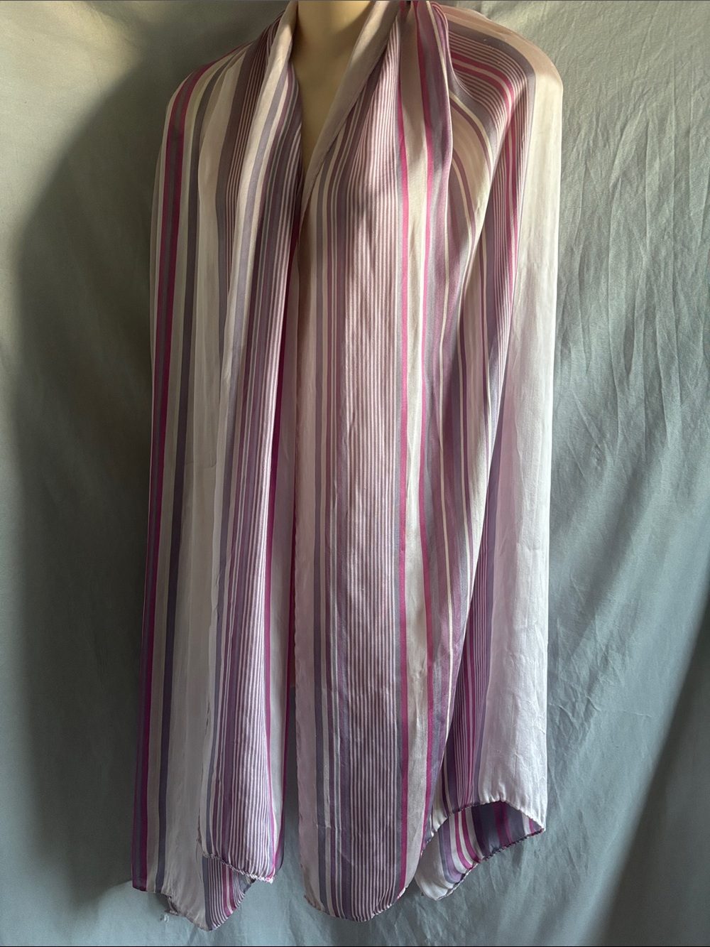 Talora Italy Pink and Purple Striped Silk Scarf